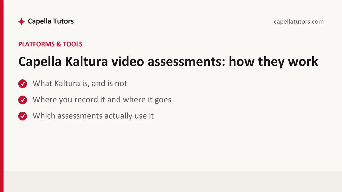 Capella Kaltura video assessments: how they work, a Capella FlexPath student guide, from Capella Tutors