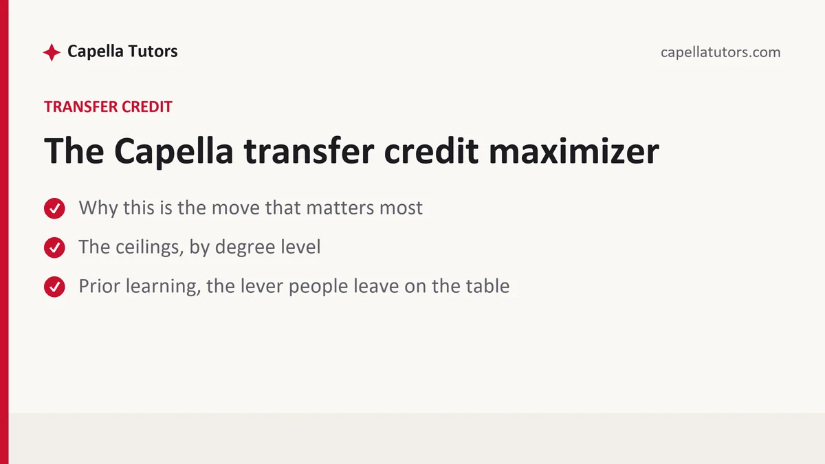 The Capella transfer credit maximizer, a Capella FlexPath student guide, from Capella Tutors