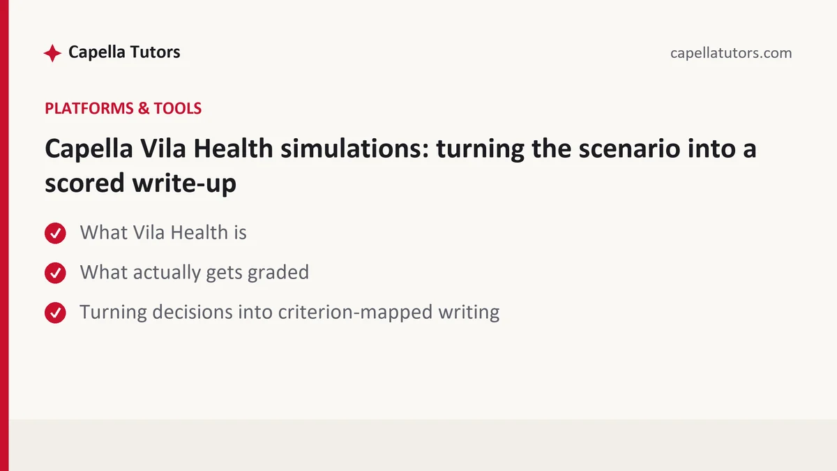 Capella Vila Health simulations: turning the scenario into a scored write-up, a Capella FlexPath student guide, from Capella Tutors