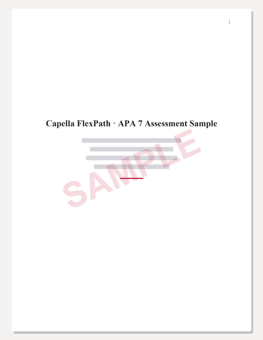 Capella FlexPath sample paper preview, APA 7 title page, written to the scoring guide